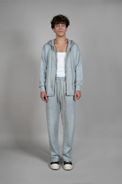 Pantaloni din Bumbac si Lana albastri, vedere din fata, marime XS S M L XL