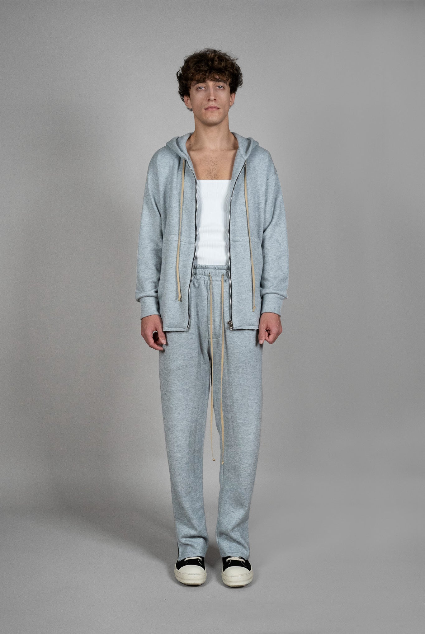 Hanorac albastru din Bumbac si Lana, vedere din fata, marime XS S M L XL