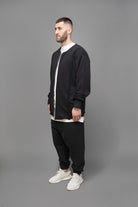 Jacheta barbati neagra din stofa, cu croiala oversize vedere din lateral