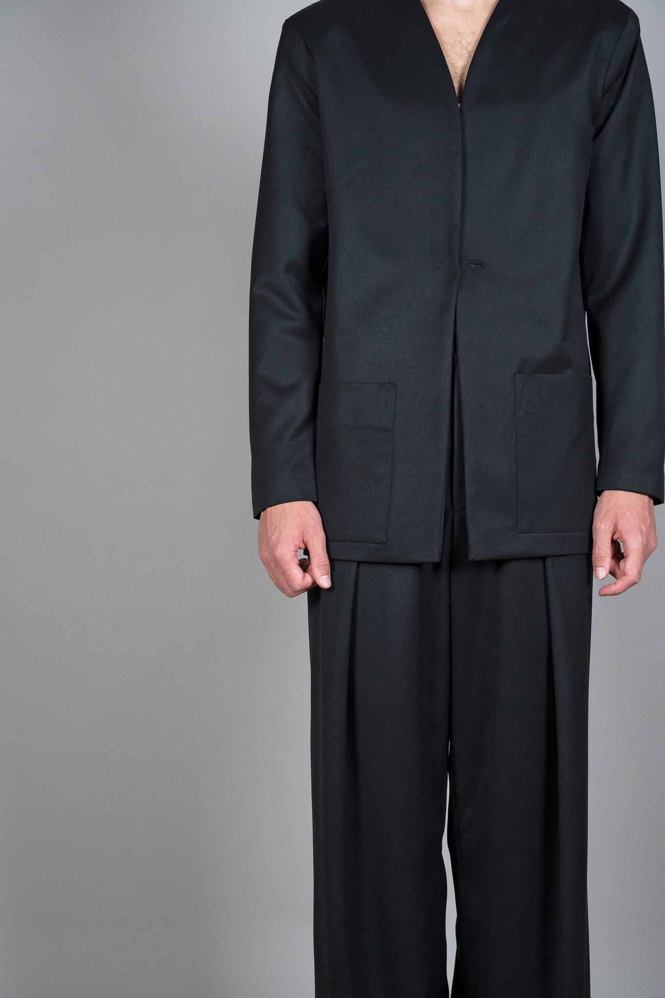 Blazer negru din Stofa, vedere detaliata, marime XS S M L XL