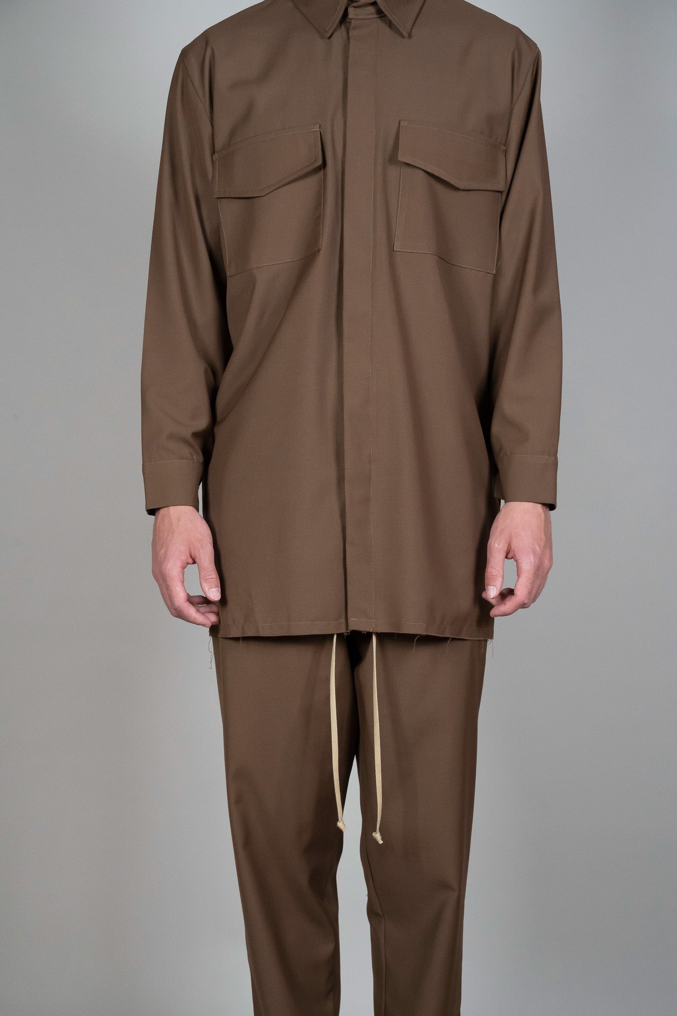 Camasa maro din Stofa, vedere detaliata din fata, marime XS S M L XL