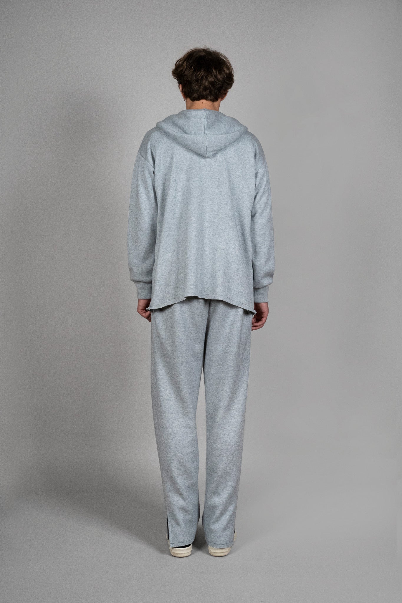 Hanorac albastru din Bumbac si Lana, vedere din spate, marime XS S M L XL